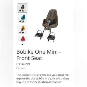 Bobike babies, kids toddlers add-on bike seat, safety New inbox Shocking pink